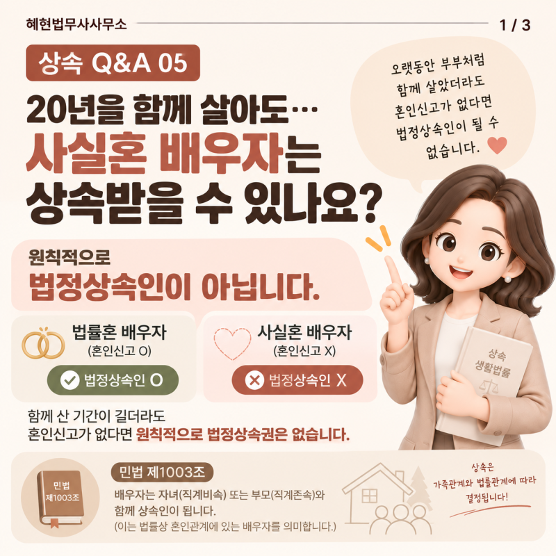 상속 Q&A 05｜사실혼 배우자도 상속받을 수 있나요?