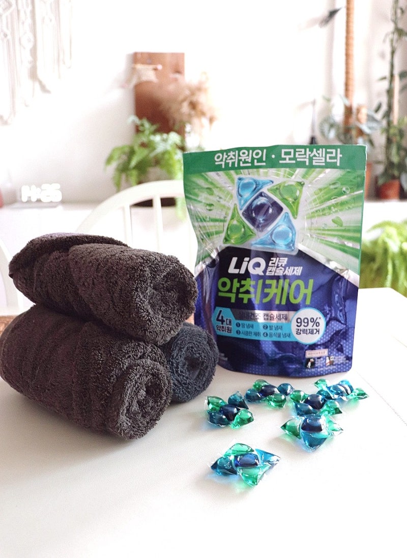 리큐 모락셀라 캡슐세제로 수건 빨래냄새 해결