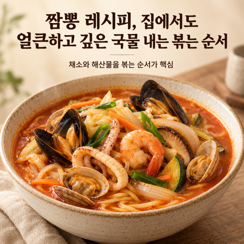 짬뽕 레시피, 집에서도 얼큰하고 깊은 국물 내는 볶는 순서