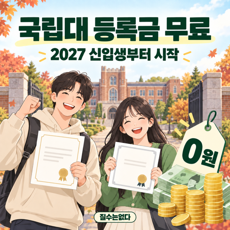 국립대 등록금 무료, 2027 신입생부터 진짜 시작됩니다.