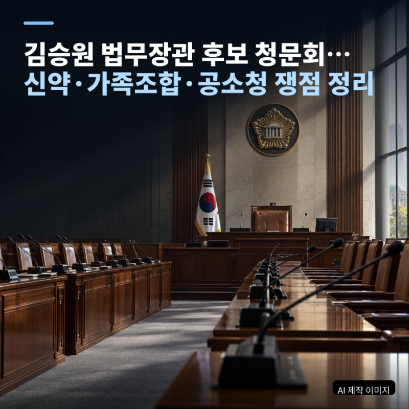 김승원 법무장관 후보 청문회…신약·가족조합·공소청 쟁점 정리
