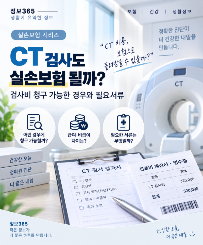 CT 검사도 실손보험 될까? 검사비 청구 가능한 경우와 필요서류