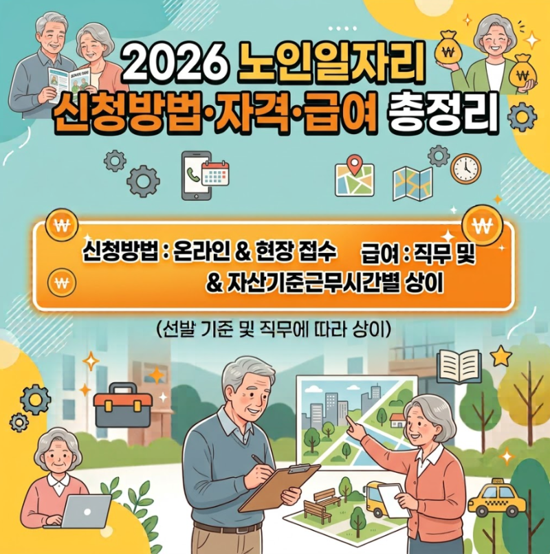 부모님 일자리 찾는다면 꼭 확인｜2026 노인일자리 신청방법·자격·급여 총정리