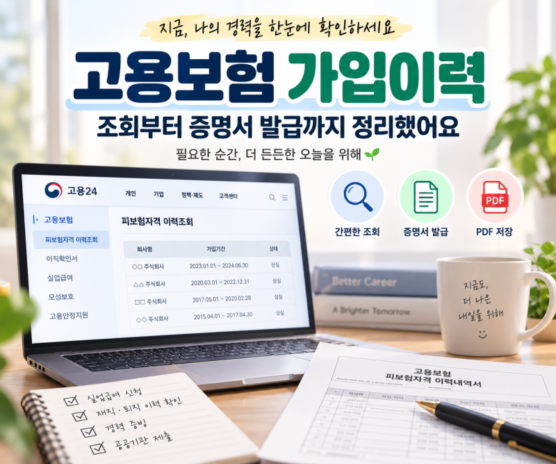고용보험 가입이력 조회 방법 | 증명서 발급부터 PDF 저장까지 쉽게 알아보기 (2026년)