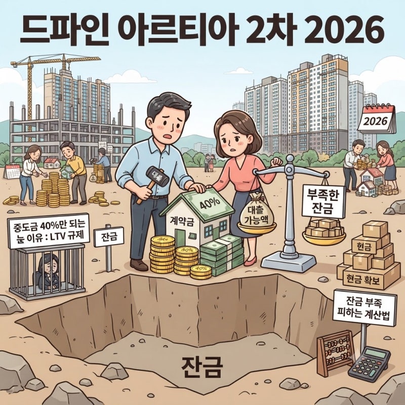 드파인 아르티아 2차 2026, 중도금 40%만 대출되는 이유와 잔금 부족 피하는 계산법