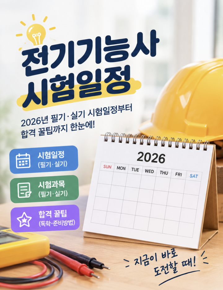 50대 추천 자격증 ㅣ 전기기능사 시험일정 총정리｜2026년 필기·실기 일정부터 합격 꿀팁까지
