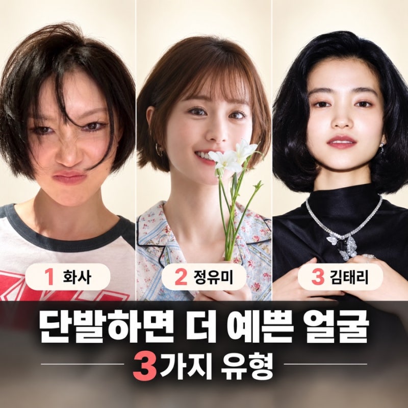 단발하면 더 예뻐지는 얼굴형 3가지, 화사 정유미 김태리 공통점