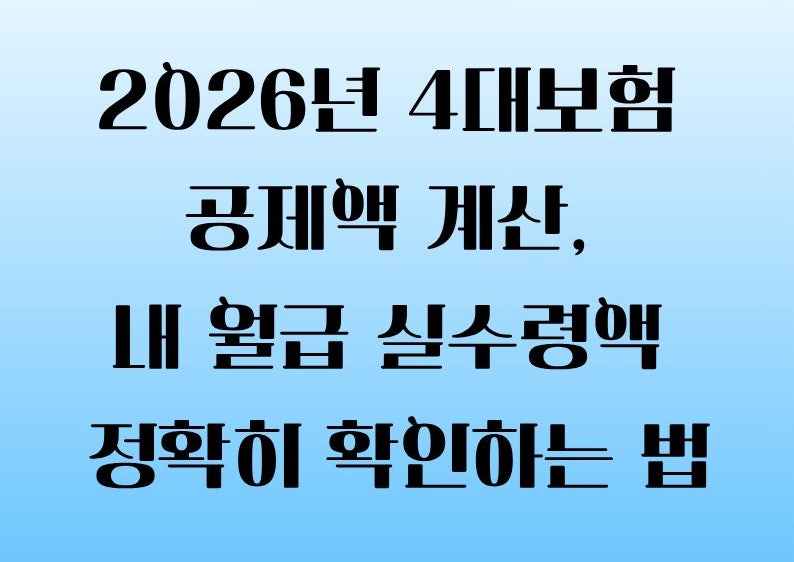 2026년 4대보험 공제액 계산, 내 월급 실수령액 정확히 확인하는 법