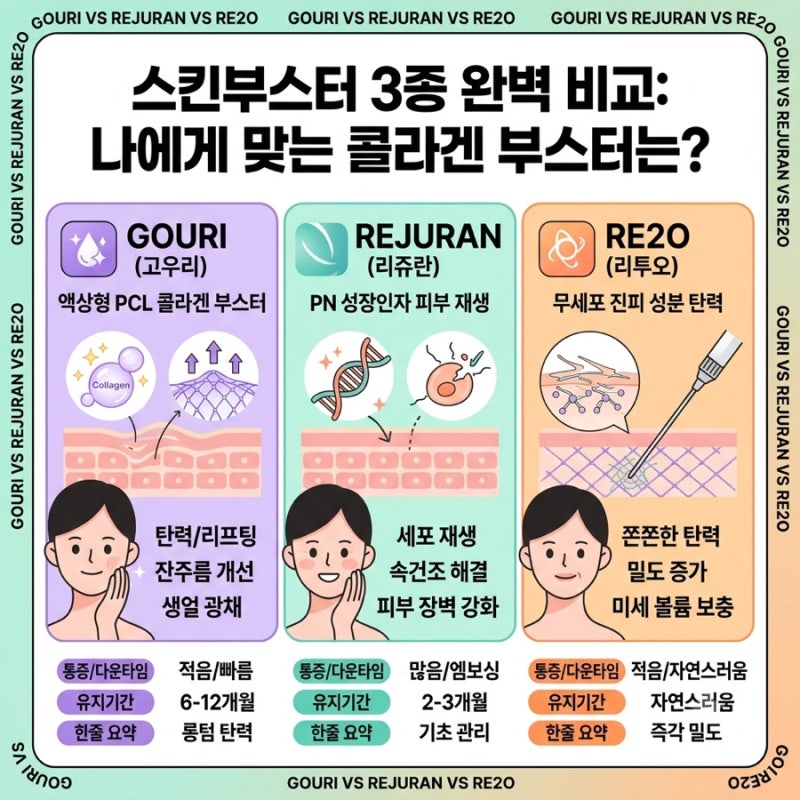 고우리 vs 리쥬란 vs 리투오 스킨부스터 완벽 비교 (효과, 유지기간)