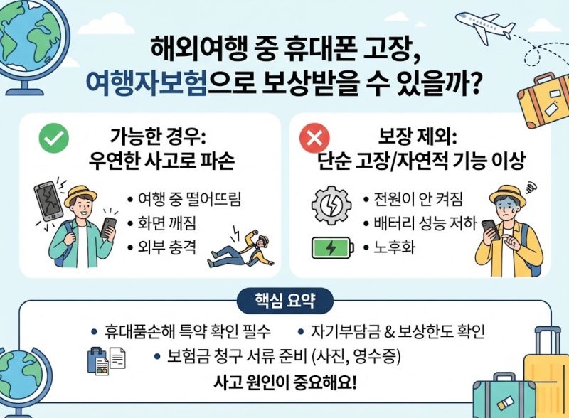 해외여행 중 휴대폰 고장, 여행자보험으로 보상받을 수 있을까?