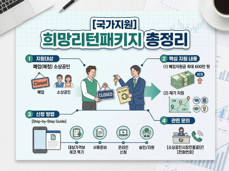 희망리턴패키지 총정리! 폐업 지원금 최대 600만 원 및 재기 지원