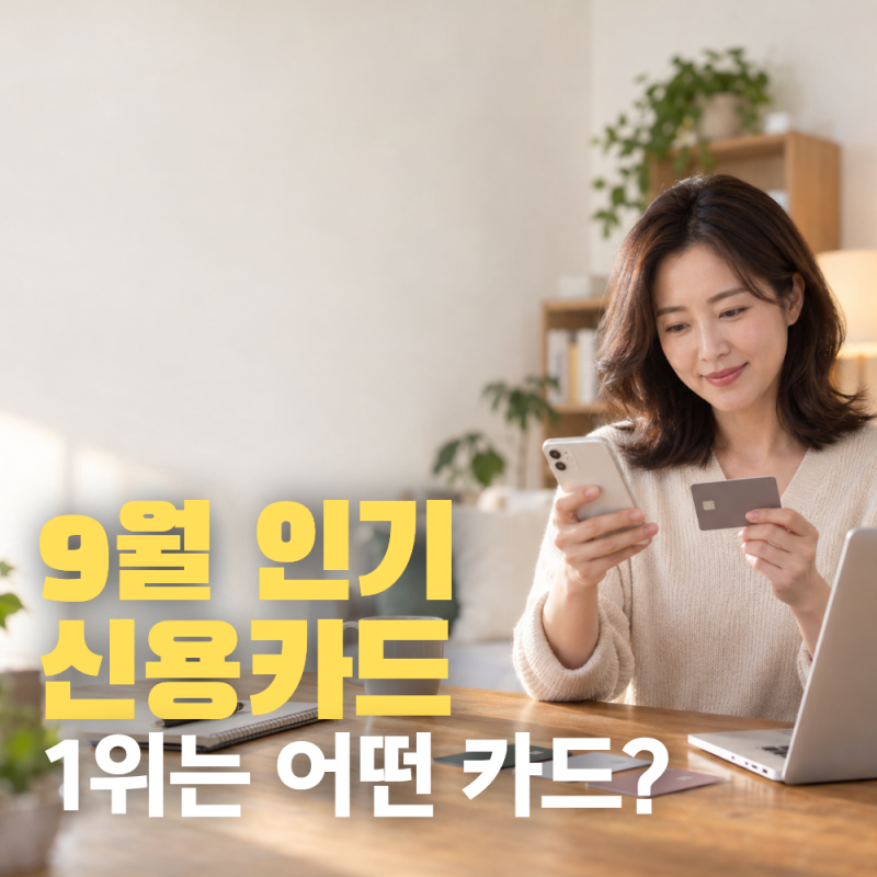 2026년 9월 인기 신용카드 TOP5 뭐가 많이 볼까? 혜택 비교
