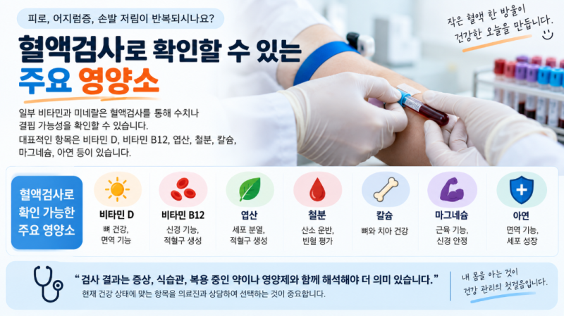 영양소 부족도 혈액검사로 알 수 있을까? 검사 종류와 비용 정리