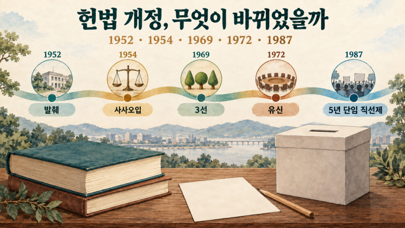 헌법 개정 순서 정리｜1952·1954·1969·1972·1987 한능검 비교