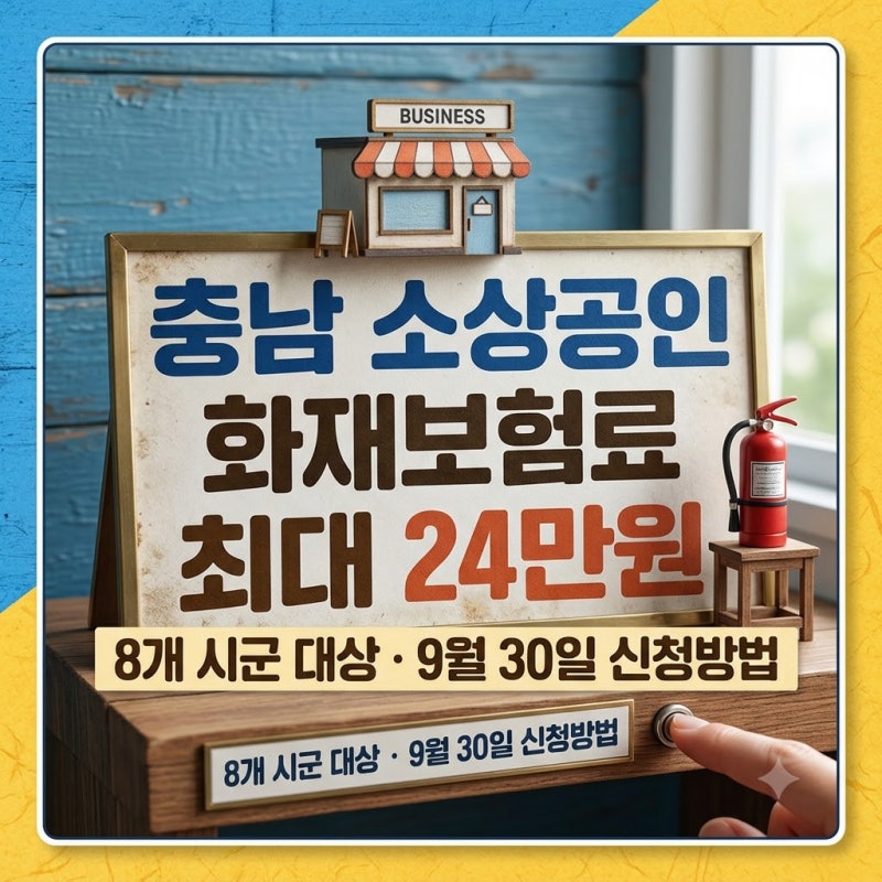 충남 소상공인 화재보험료 최대 24만원, 8개 시군 대상·9월 30일 신청방법