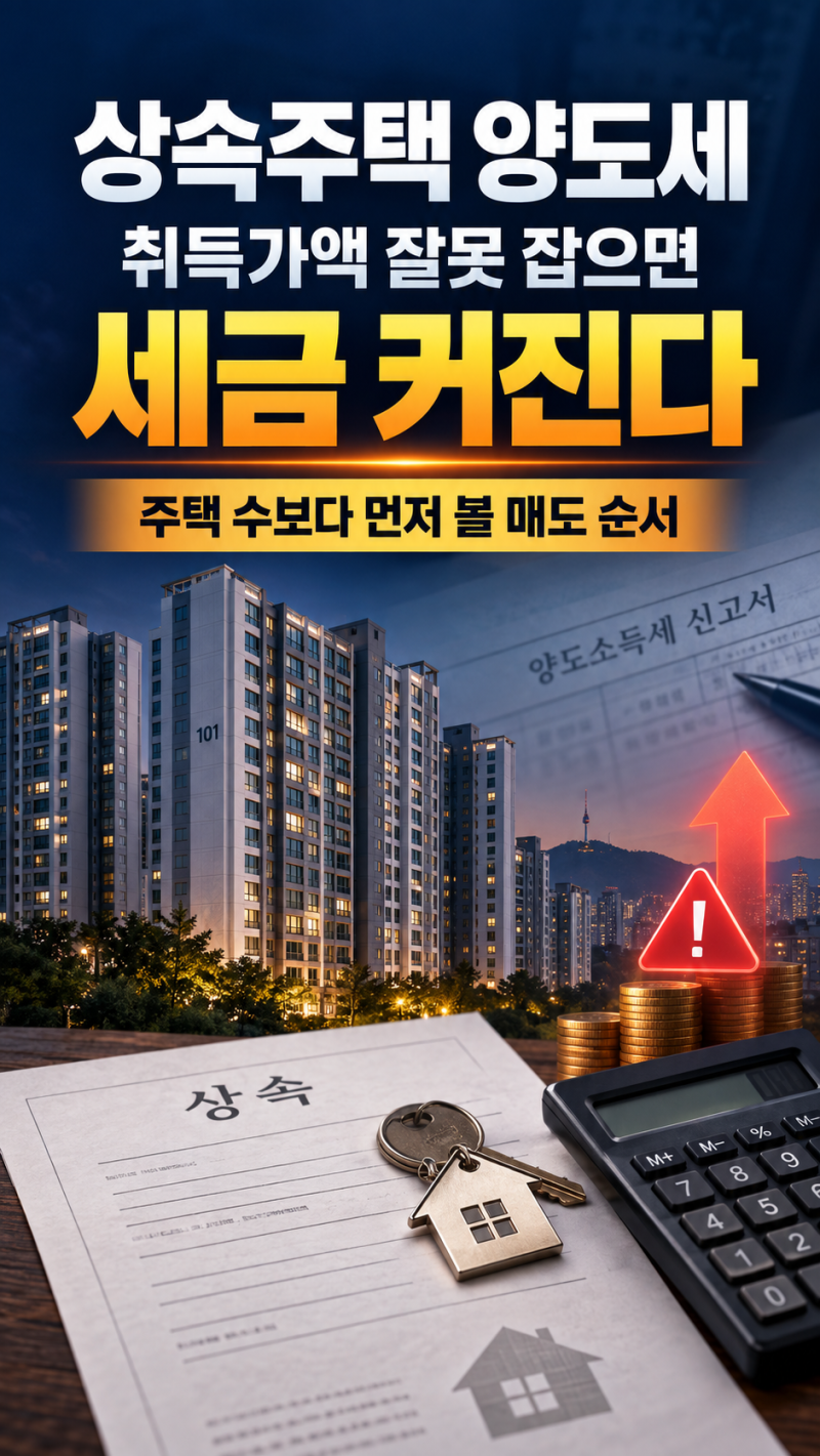 상속주택 양도세 계산, 취득가액 잘못 잡으면 세금 커진다｜주택수·매도 순서