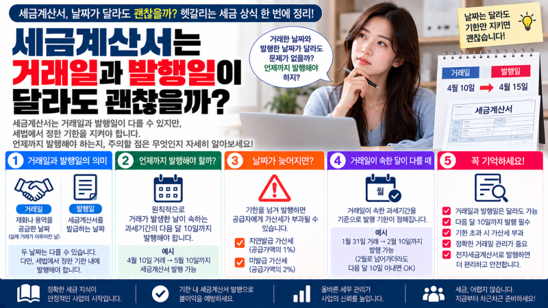 38. 세금계산서는 거래일과 발행일이 달라도 괜찮을까?