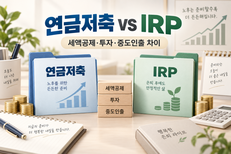 연금저축과 IRP 뭐가 다를까? 세액공제 한도부터 중도인출까지 총정리