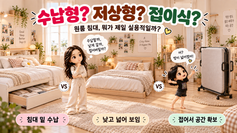 수납침대 vs 저상형 침대 vs 접이식 침대｜원룸에서는 어떤 침대가 제일 실용적일까?