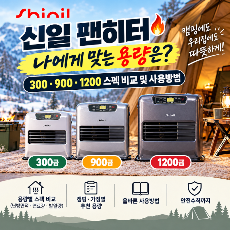 신일 팬히터 나에게 맞는 용량은? 300·900·1200 스펙 비교 및 사용방법