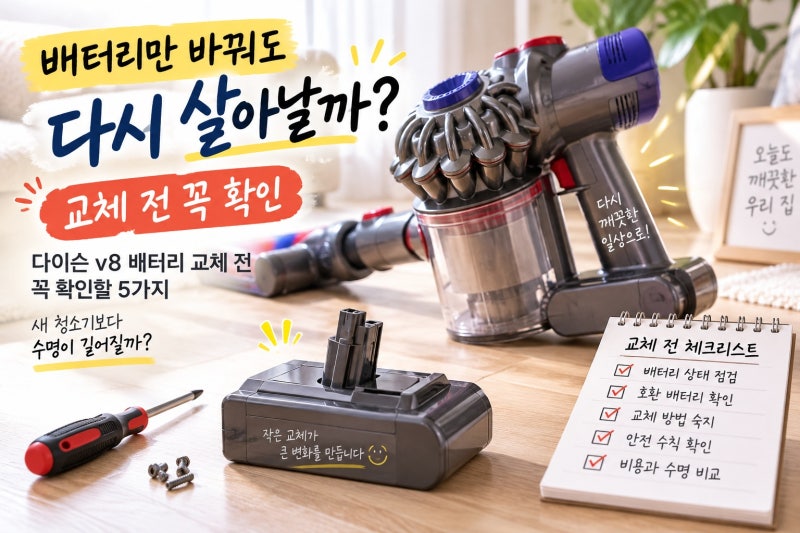 다이슨 v8 배터리 교체 전 꼭 확인할 5가지, 새 청소기보다 수명이 길어질까?