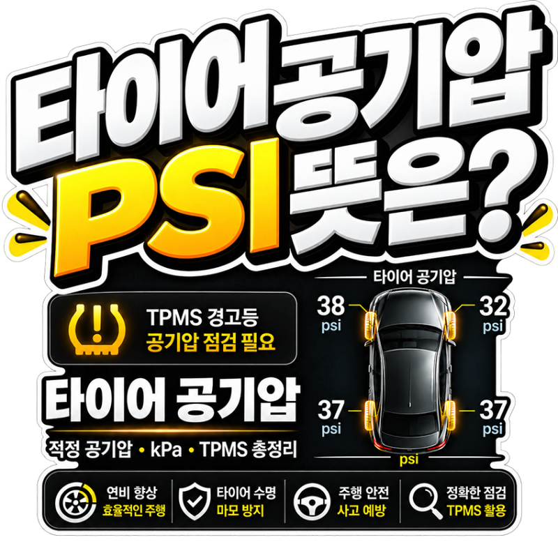 타이어 공기압 PSI 뜻은? 적정 공기압과 TPMS까지 쉽게 알아보기
