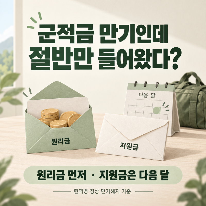 군적금 만기인데 절반만 들어왔다? 매칭지원금은 해지 다음 달입니다