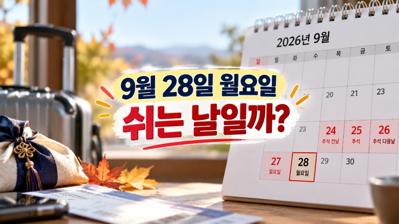 2026 추석 9월 28일 임시공휴일일까? 대체공휴일될까? 추석 연휴 추가로 월요일까지 쉴까
