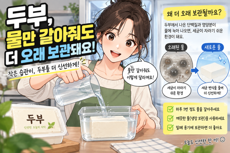 남은 두부 물 갈아주면 오래 가는 이유와 보관법