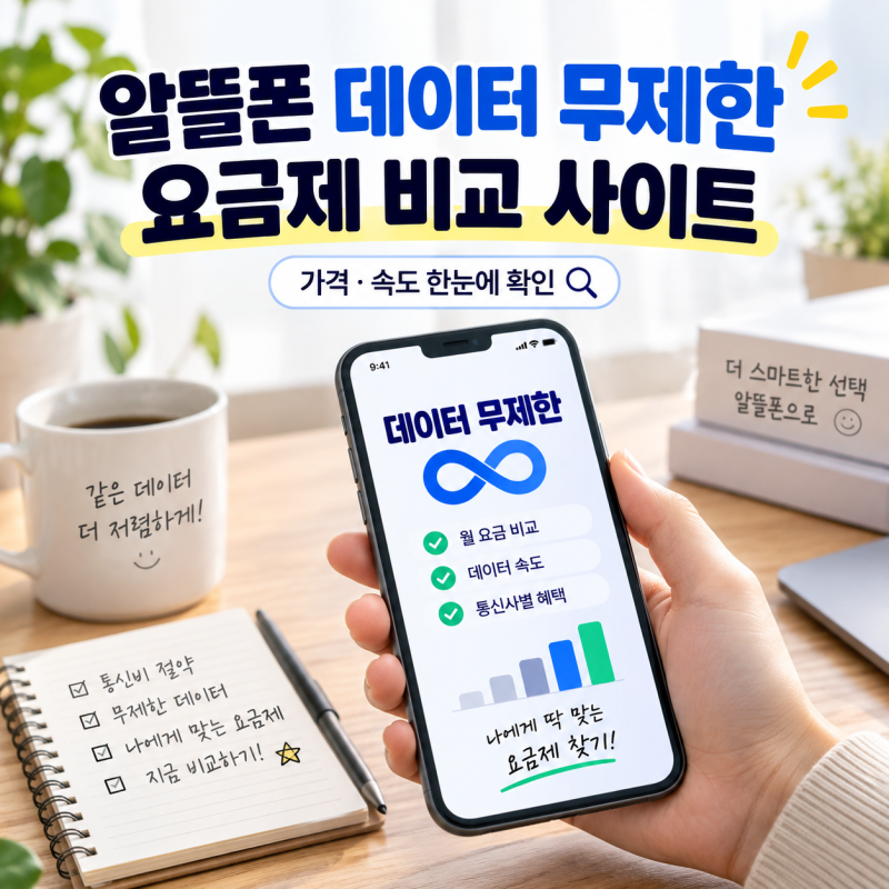 알뜰폰 데이터 무제한 요금제 비교 바로가기, 속도까지 확인하세요