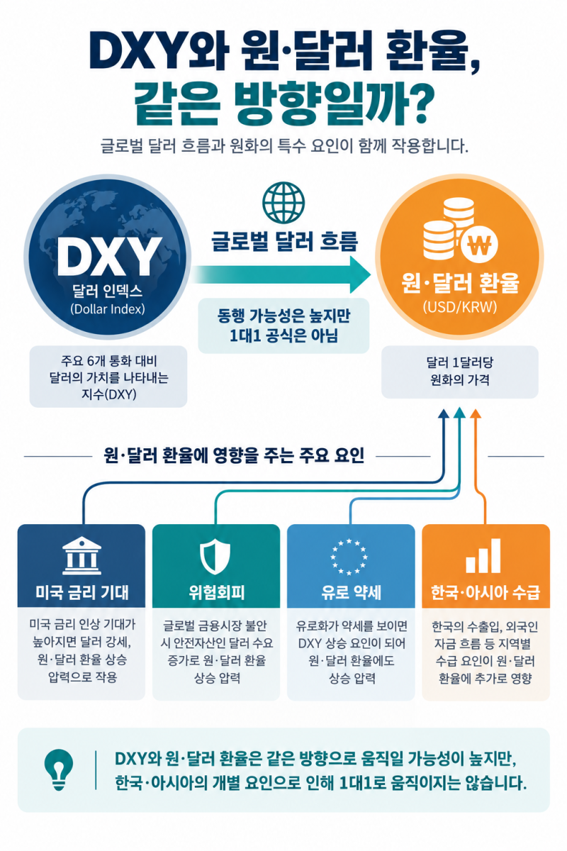 달러 인덱스 DXY 보는법, 원·달러 환율 영향 해석하기