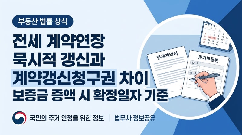 전세 계약연장 묵시적 갱신과 계약갱신청구권 차이 보증금 증액 시 확정일자 기준