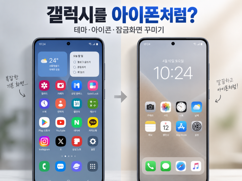 갤럭시 아이폰처럼 꾸미기｜아이폰 테마·아이콘·잠금화면 설정 방법