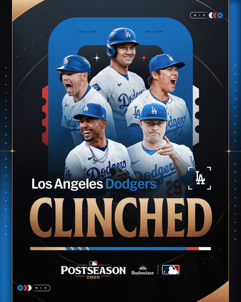 [MLB] "14년 연속 가을 야구 진출" LA 다저스, 2026 포스트시즌 확정… MLB 최장 기록 타율