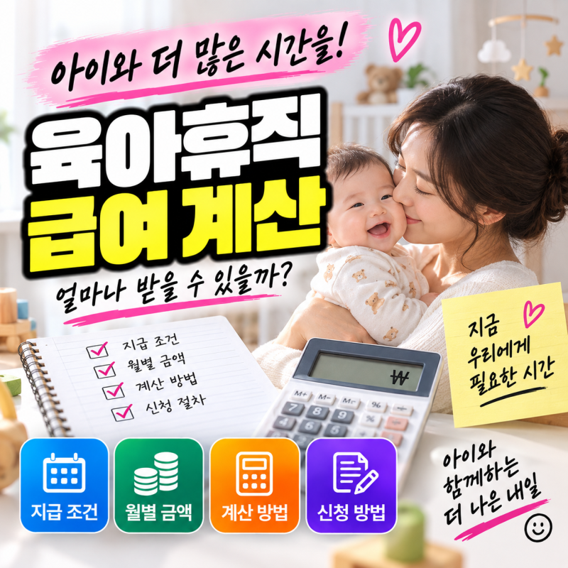 육아휴직 급여 계산, 월급 300만원이면 얼마 받을까? 2026년 월별 금액 총정리