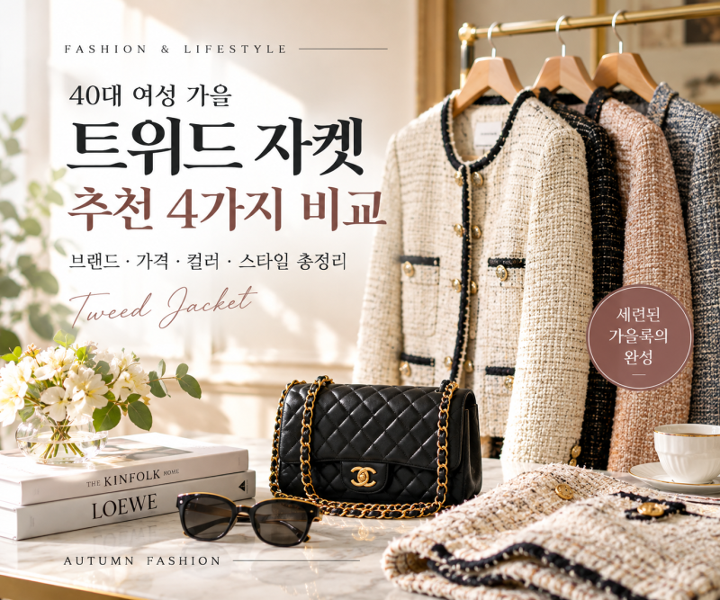 40대 여성 가을 트위드 자켓 추천｜세련되고 젊어 보이는 브랜드 4가지 추천과 코디까지 「가....