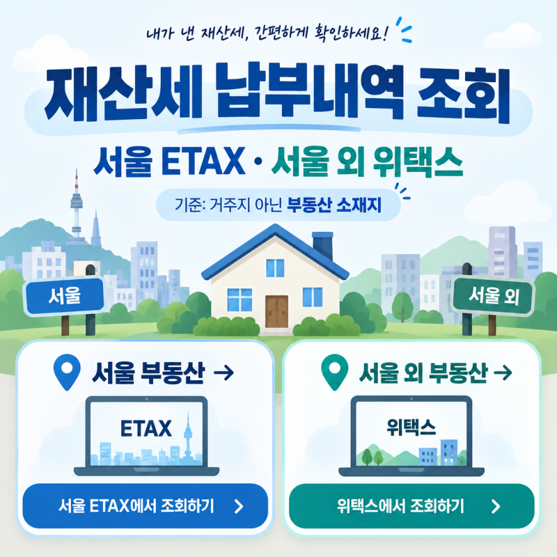 재산세 납부내역 조회, 서울은 ETAX·그 외 위택스
