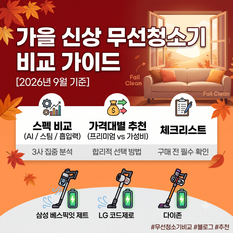 가을 신상 무선청소기 비교 가이드 스펙 가격대별