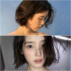 아이유 단발 이런 분위기 처음이야, 앞머리·머리색, 고데기일까 단발펌일까?