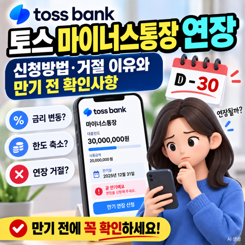 토스 마이너스통장 연장｜신청방법·거절 이유와 만기 전 확인사항