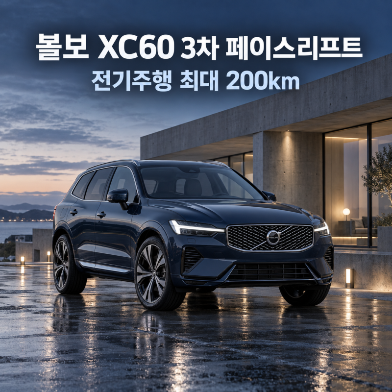 볼보 XC60 3번째 페이스리프트 공개, 전기주행 200km 장거리 PHEV로 변신