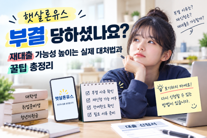 햇살론유스 부결 후 재신청 가능할까? 부결 사유부터 재대출·잔여한도까지 총정리