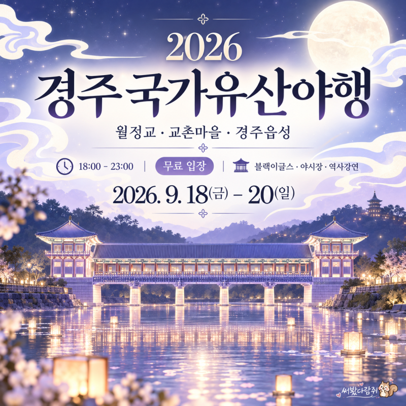 2026 경주 국가유산야행, 블랙이글스부터 최태성·썬킴·주차 정보
