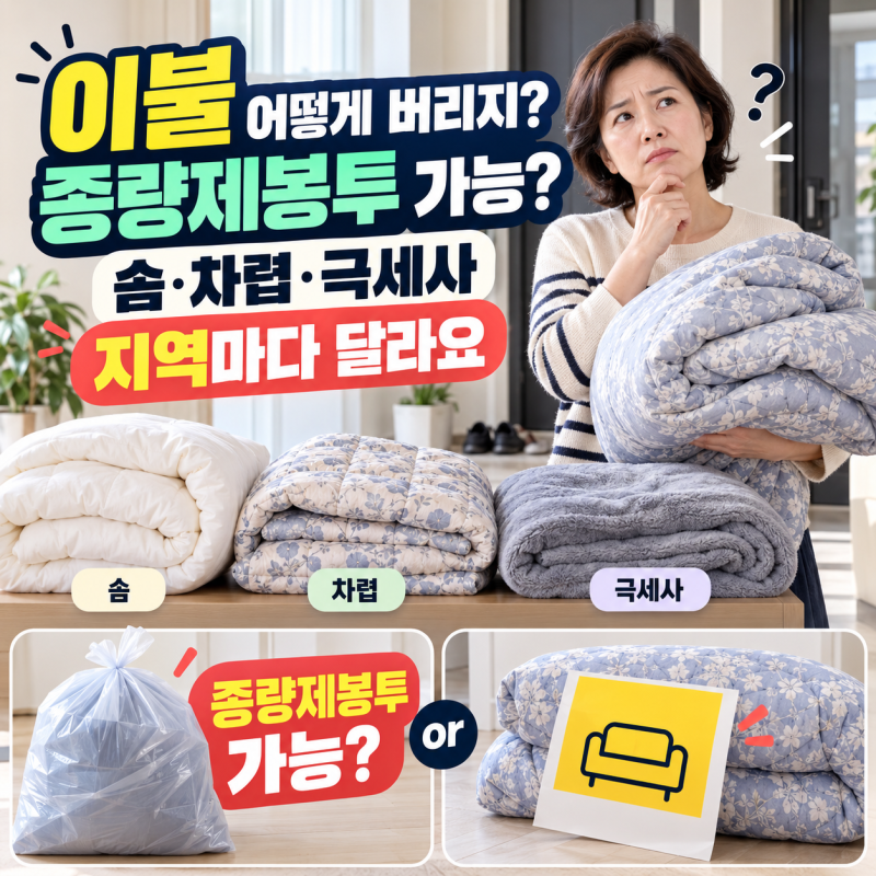 이불 버리는 방법 총정리｜솜이불·차렵이불·극세사 이불, 종량제봉투 가능할까?