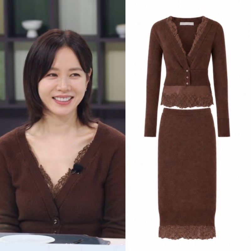 손예진 냉장고를 부탁해 패션 정보, 브라운 니트 가디건 셋업 가격은?
