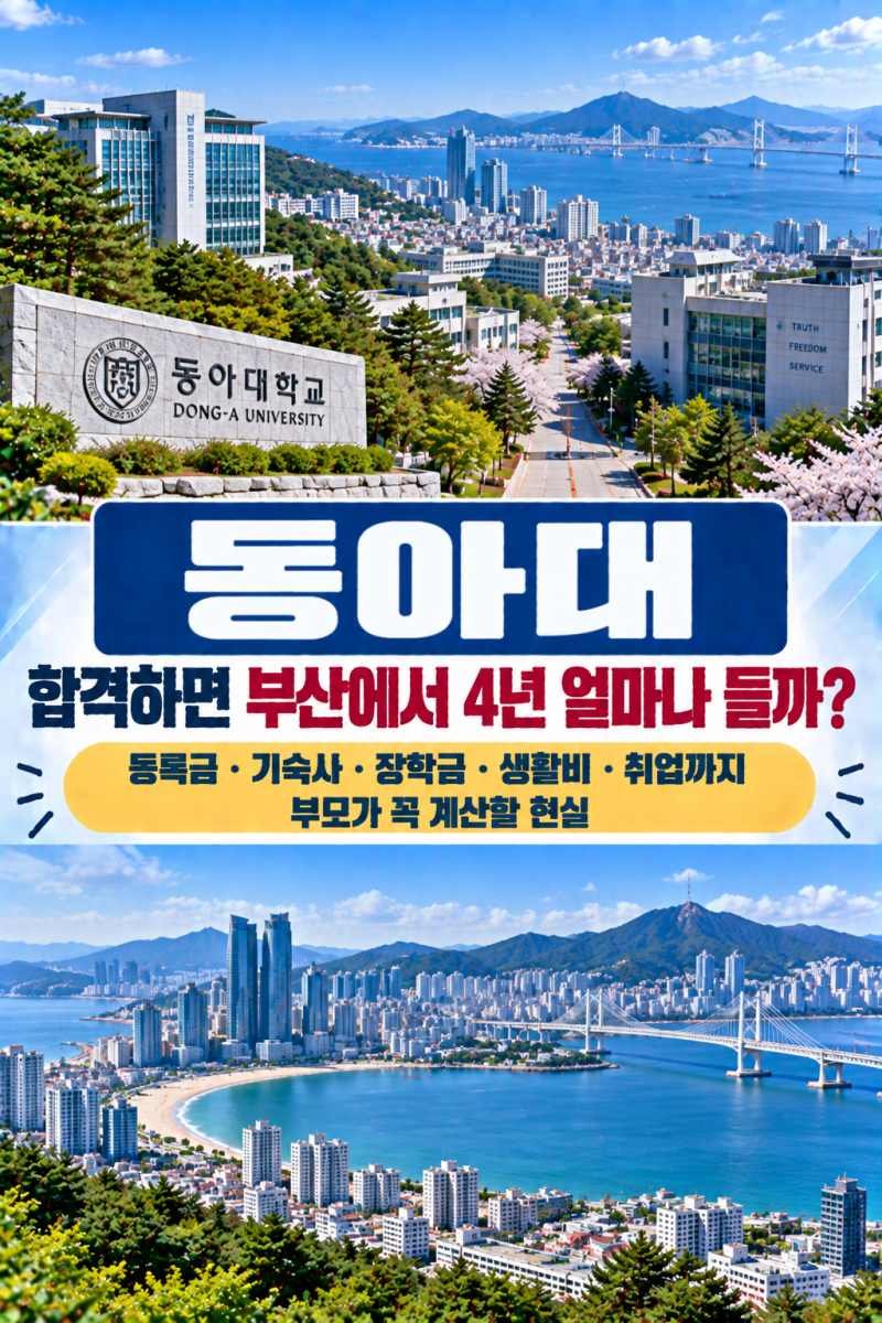 동아대 합격하면 부산에서 4년 얼마나 들까? 등록금·기숙사·장학금·생활비·취업까지 부모....