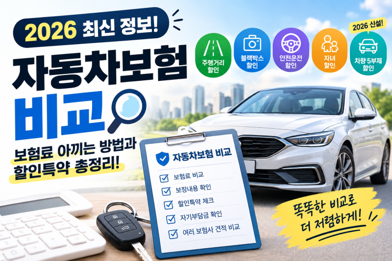 2026 자동차보험 비교｜보험료 아끼는 방법과 할인특약 총정리