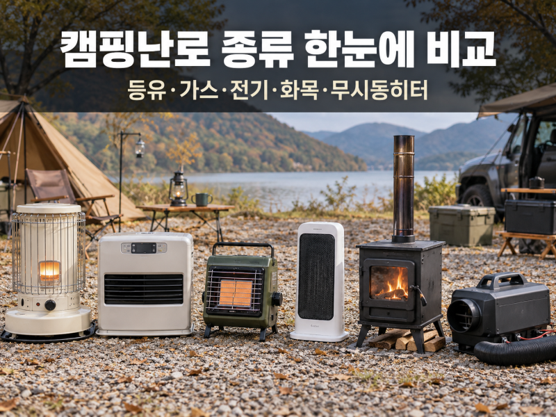 캠핑난로 종류 6가지 비교/등유·가스·전기·화목난로 차이 총정리