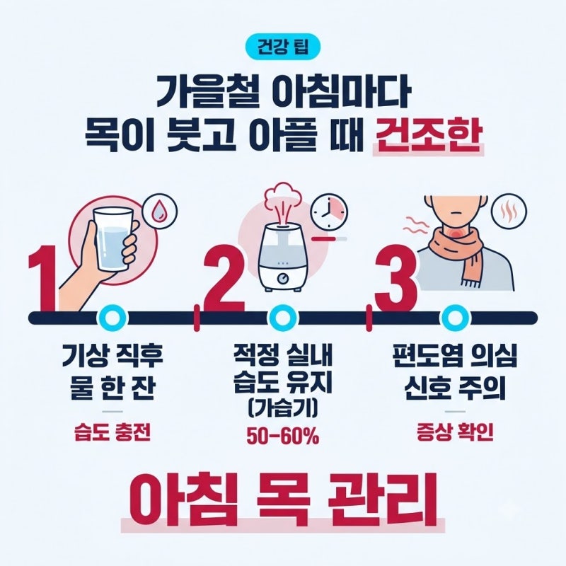 환절기 아침마다 목이 붓고 아플 때, 건조한 목 관리와 편도염 의심 신호