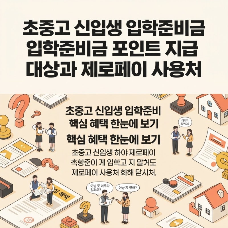 초중고 신입생 입학준비금 포인트 지급 대상과 제로페이 사용처